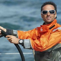060711-Franck Cammas, skipper du VOR70 Groupama 4, porte a son poignet une montre Jean Richard